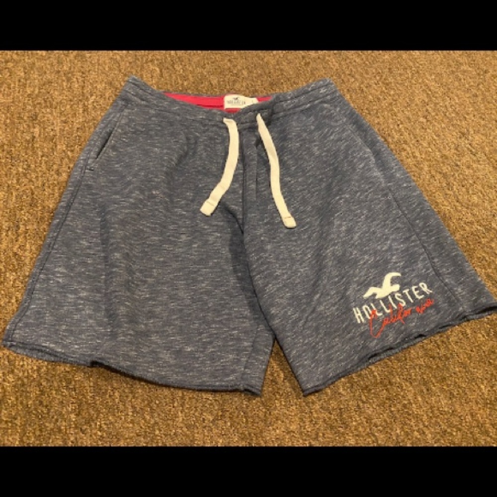 EUC Men’s Hollister L Blue shorts drawstring basketball bottoms athletic trunks